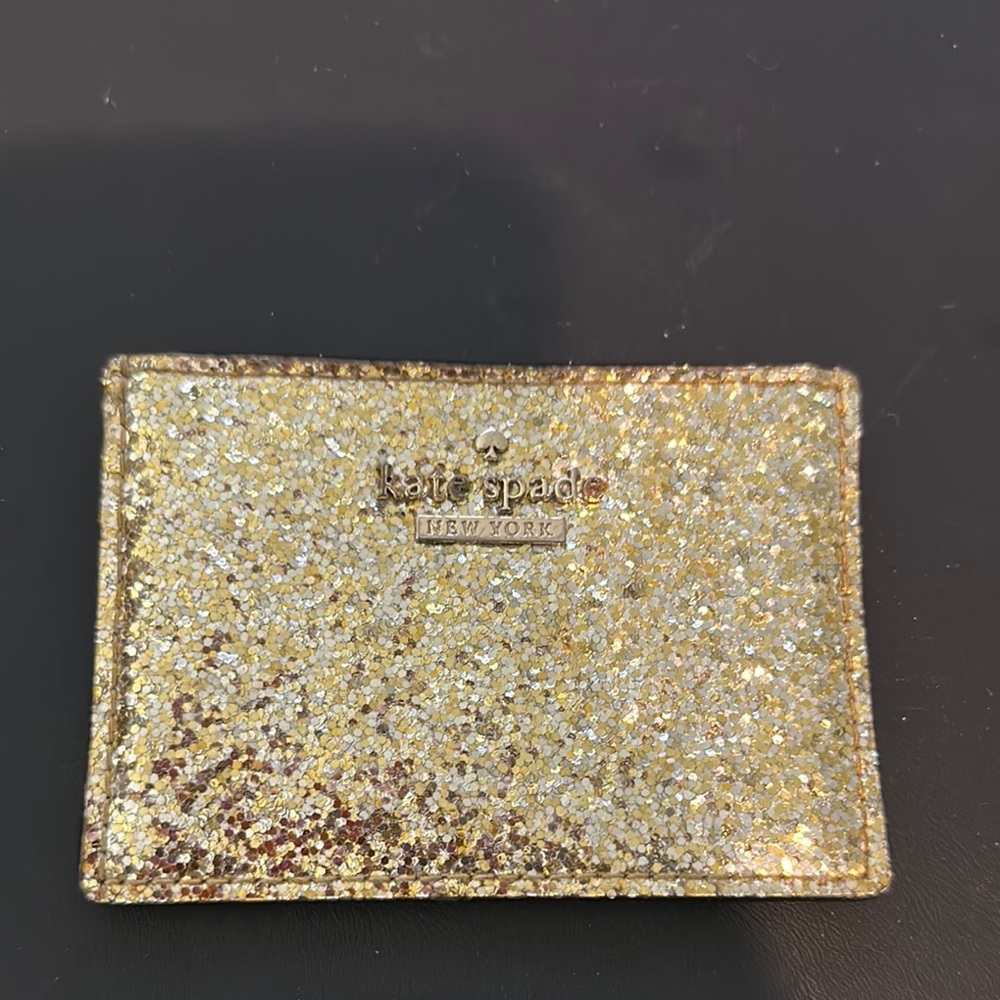 Kate Spade Gold Glitter Wallet Sleek Minimalist Design
